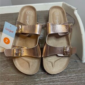 Cat & Jack Metallic Sandals Girls Size 2 NWT Rose gold